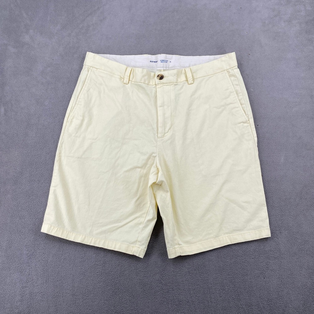 Old Navy Mens Ultimate Slim Built-In Flex Chino Shorts Yellow 36 7894